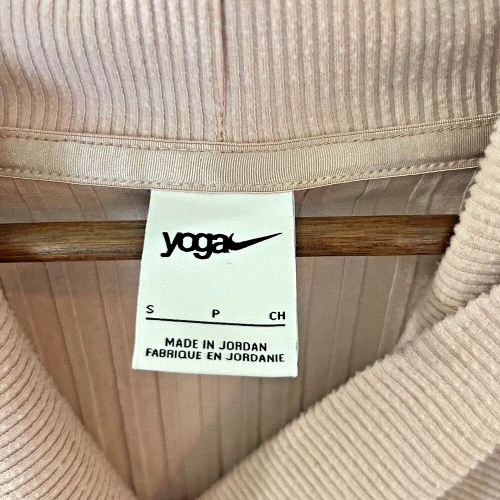 Nike Yoga Luxe Sweater Womens Small Pink Ribbed Shawl Collar Long Sleeve Top - Picture 3 of 7